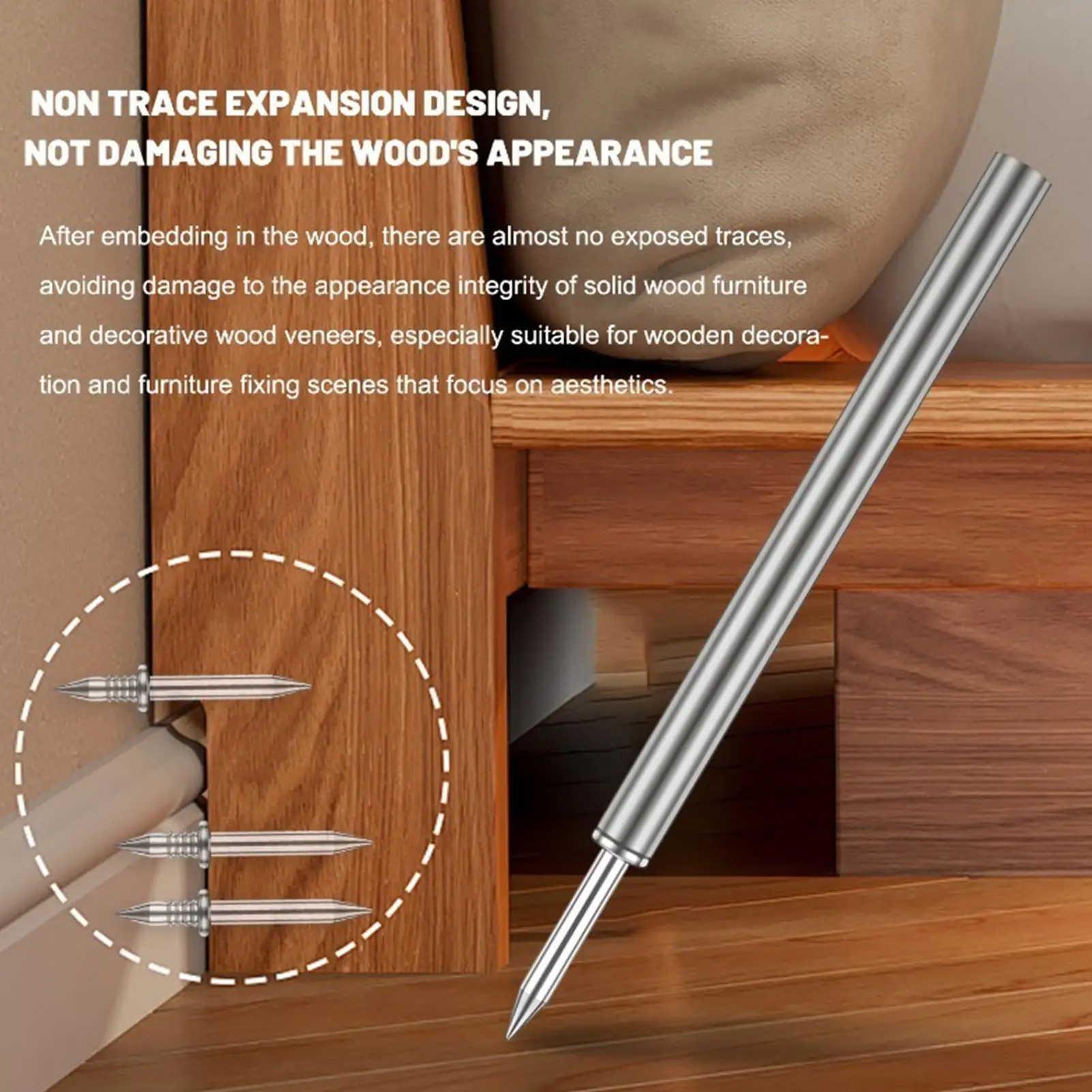 Nails For Baseboard Trim 100-Pieces Concealed Seamless Screws Skirting Nails Double-Ended With Sleeve Tool For Home Improvement
