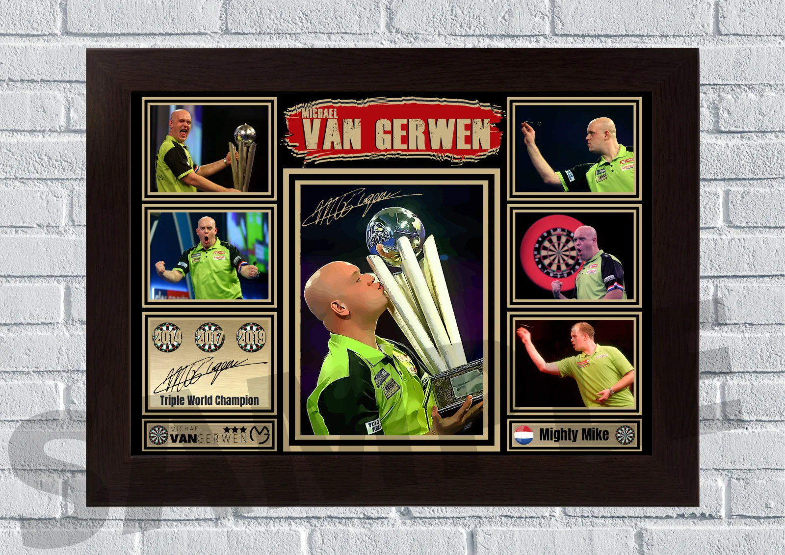 Michael van Gerwen ondertekend autograaf 6x4 FOTO print Darts Poster Print Wall Art Rome Decor