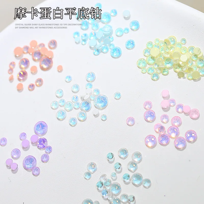 360PCS Mix 1.5-5MM Sparkle Mocha Protein Flatback Round Diamond Crystal Glass Nail Art Rhinestones Decorations Manicure Charms