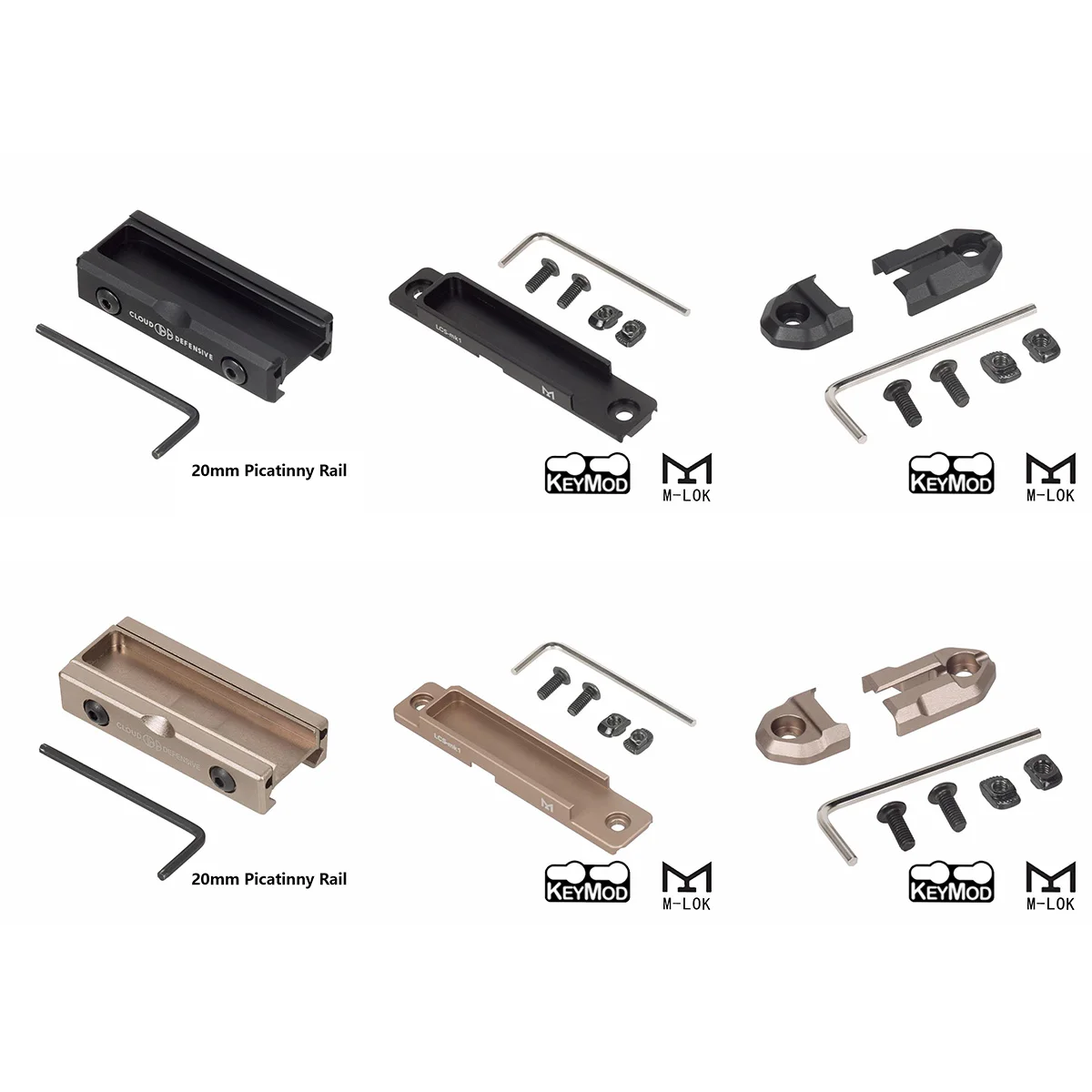 

CLOUD DEFENSIVE Mlok Keymod 20mm Picatinny Rail Mount For Surefire M600 M300 Scout Light ST07 Pressure Pad Switch Accessories