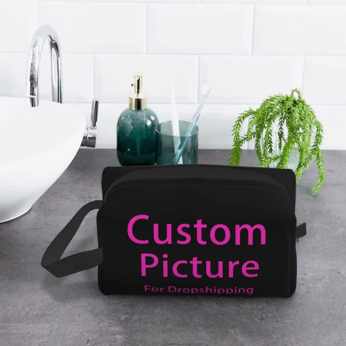 Personalized Custom Photo Logo Makeup Bag for Women Travel Cosmetic Organizer Cute Customized DIY Print Storage Toiletry Bags