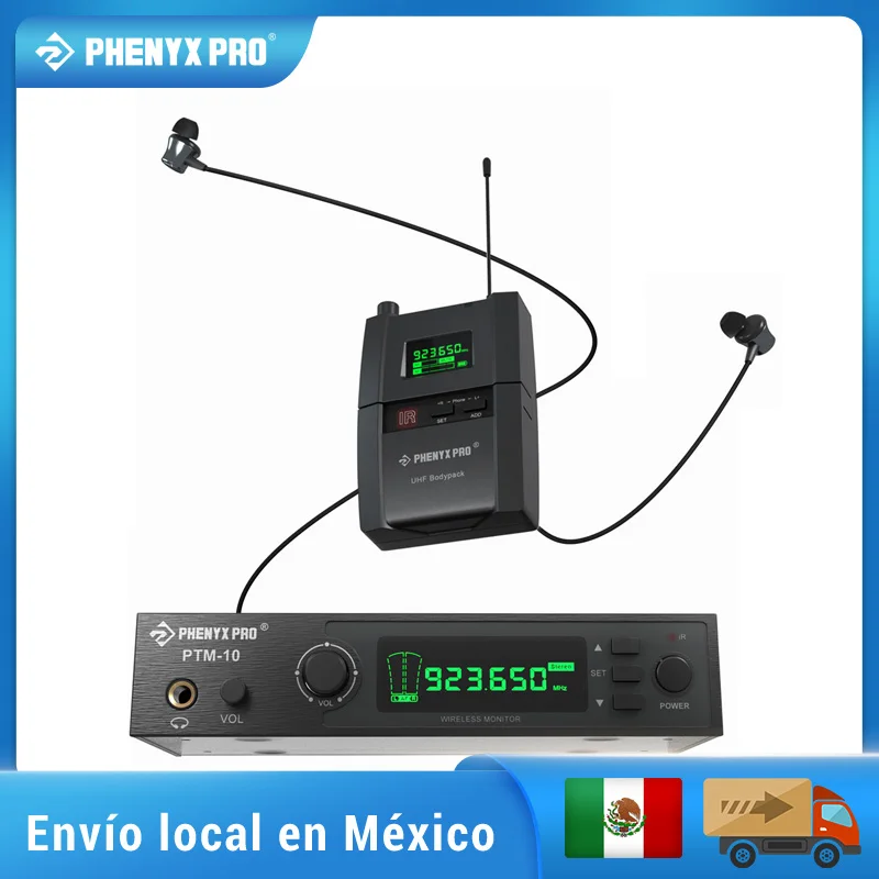 Phenyx Pro PTM-10 Stereo Wireless In Ears Monitor System Stage Return Bodypack Receiver,IEM system 900MHz/500MHz Frequency Band