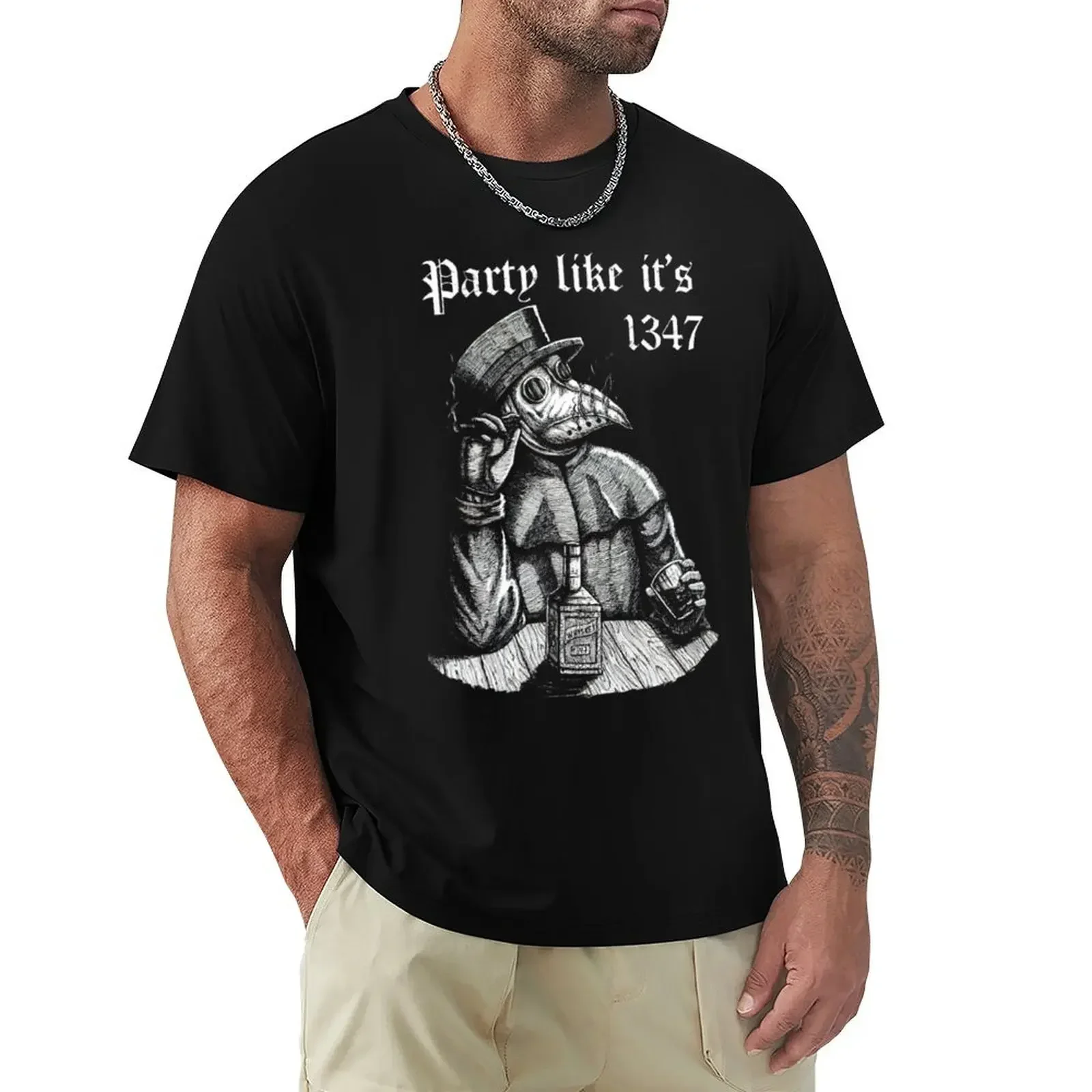 Camiseta Vintage Party Like It's 1347 de Doctor de la peste para hombre, camiseta divertida de terror Medieval, camisetas de algodón 4XL 5XL, ropa