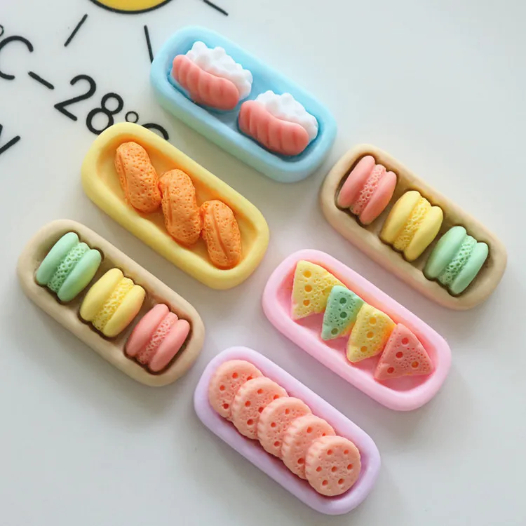 10Pcs New Cute kawaii Biscuit Flat Back Dessert Resin Charms Cabochons Scrapbooking DIY Jewelry Craft Decoration Accessories