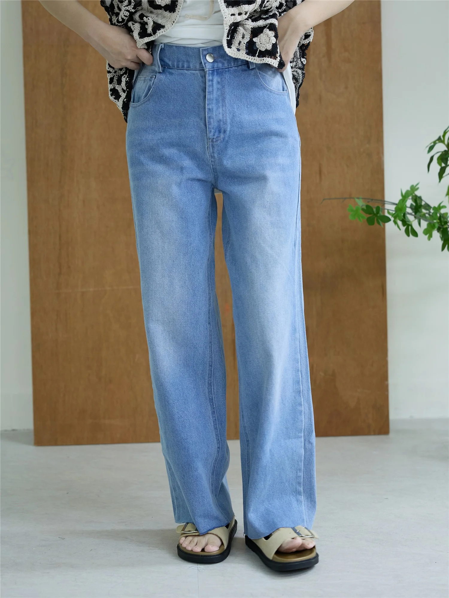 

Retro Waed Heart aped High Waist Straight Leg Jeans Women's Casual Pure Color Simple Match Annuus 2025 New Arrival