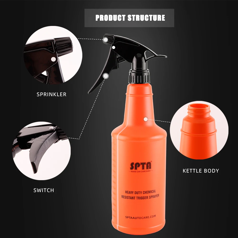 (Bulk Sale)SPTA 750ml Professional Sprayer Acid and Alkali Resistant Atomozing Sprinkling Can Adjustable Nozzle For Car Beauty