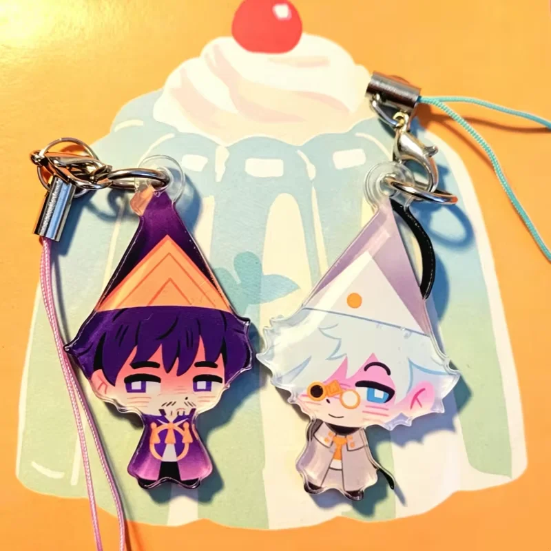 Qifrey & Orluggio Phone Charms Witch Hat Atelier Acrylic Keychain Set with Braided Strap Cute Anime Pendant for Mobile Bag Decor