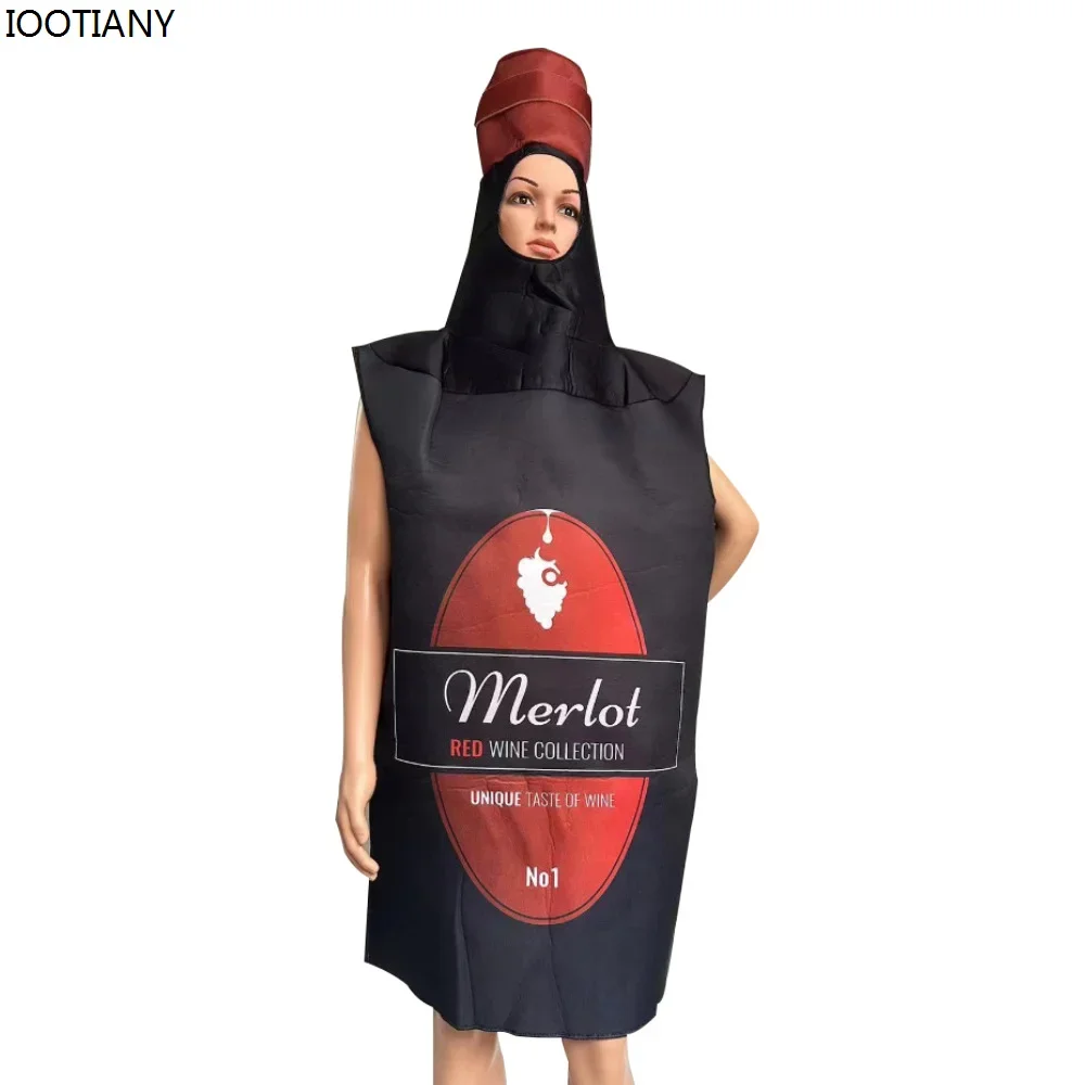 CosplayAdult مضحك زجاجة بيرة دور اللعب زوجين زي هالوين مركب الإسفنج البيرة الملابس كرنفال حفلة تنكرية Jumpsu