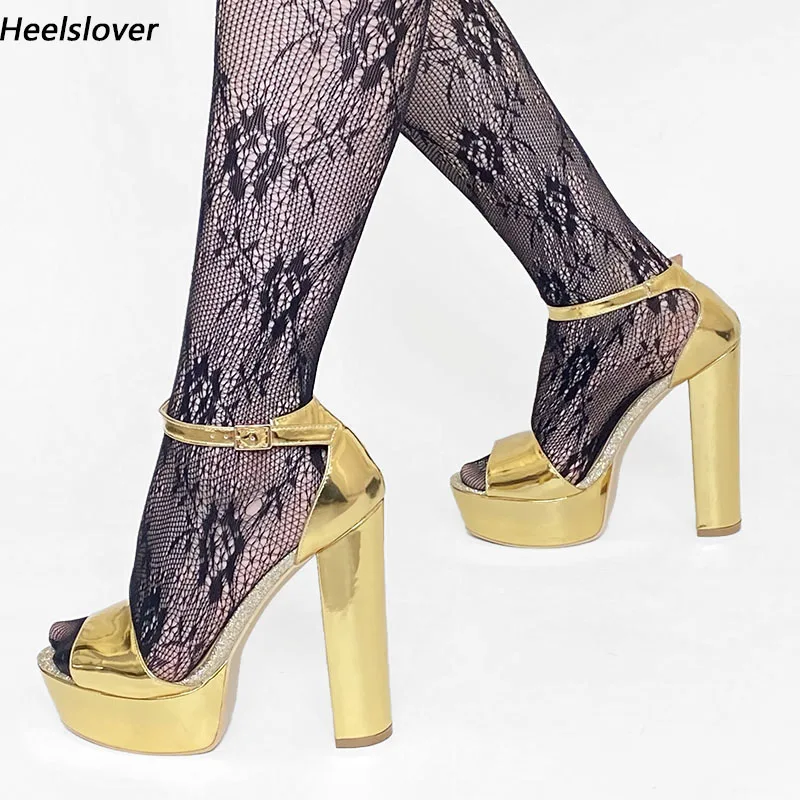 

Ahhlsion/женские сандалии, непромокаемые туфли на массивном каблуке с открытым носком, великолепные вечерние туфли цвета: золото, серебро, цвета шампанского, женские большие размеры США 5-20