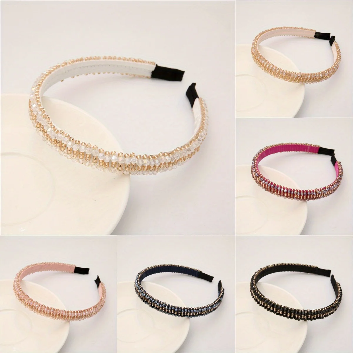 

Baroque Crystal Hairband Thin Edge Design Vintage Light Luxury Hair Hoop for Women Evening Party Special Occasions Accessories
