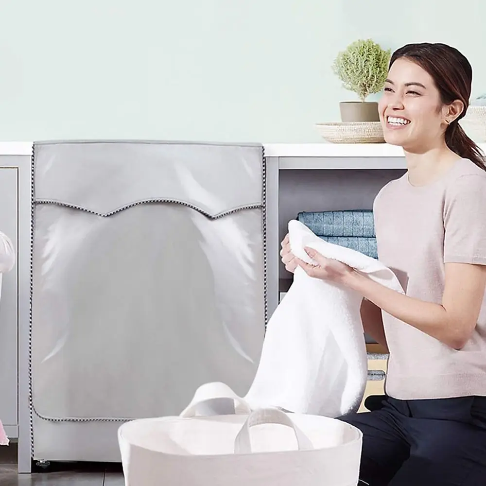 Nieuwe Universele Wasmachine Cover Met Roll Edge Oxford Wasmachine Droger Cover Zilveren Wasmachine Covers Voor Front Loading Machine