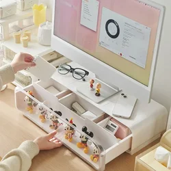 Monitor Riser with Drawer Desktop Display Shelf Dual-Function Desk Organizer Height Adjustable Stand for Office Use