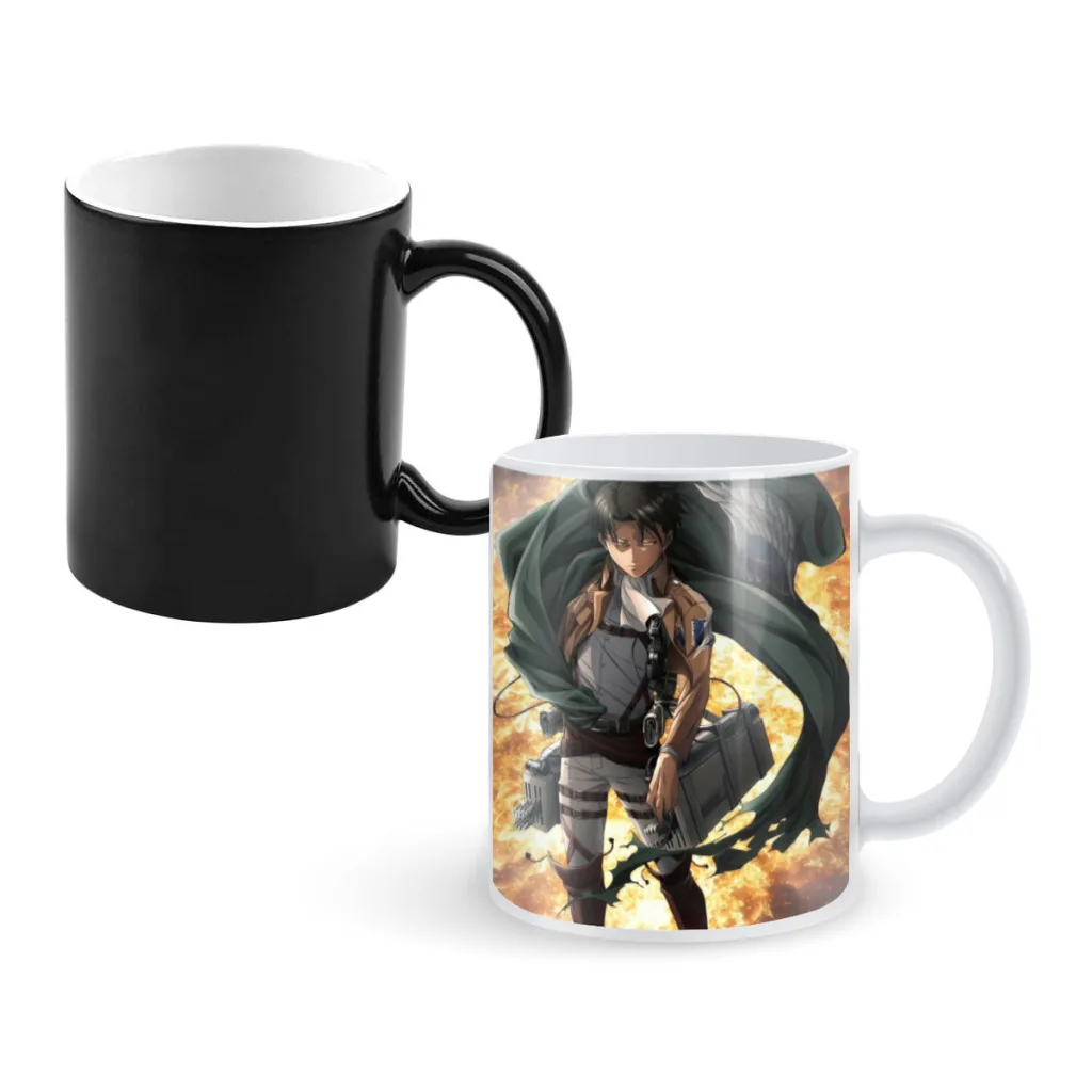 

Levi Ackerman Heat Sensitive Color Changing Mug 11OZ Ceramic Coffee Cup Magic Cup Heat Changing Coffee Mug