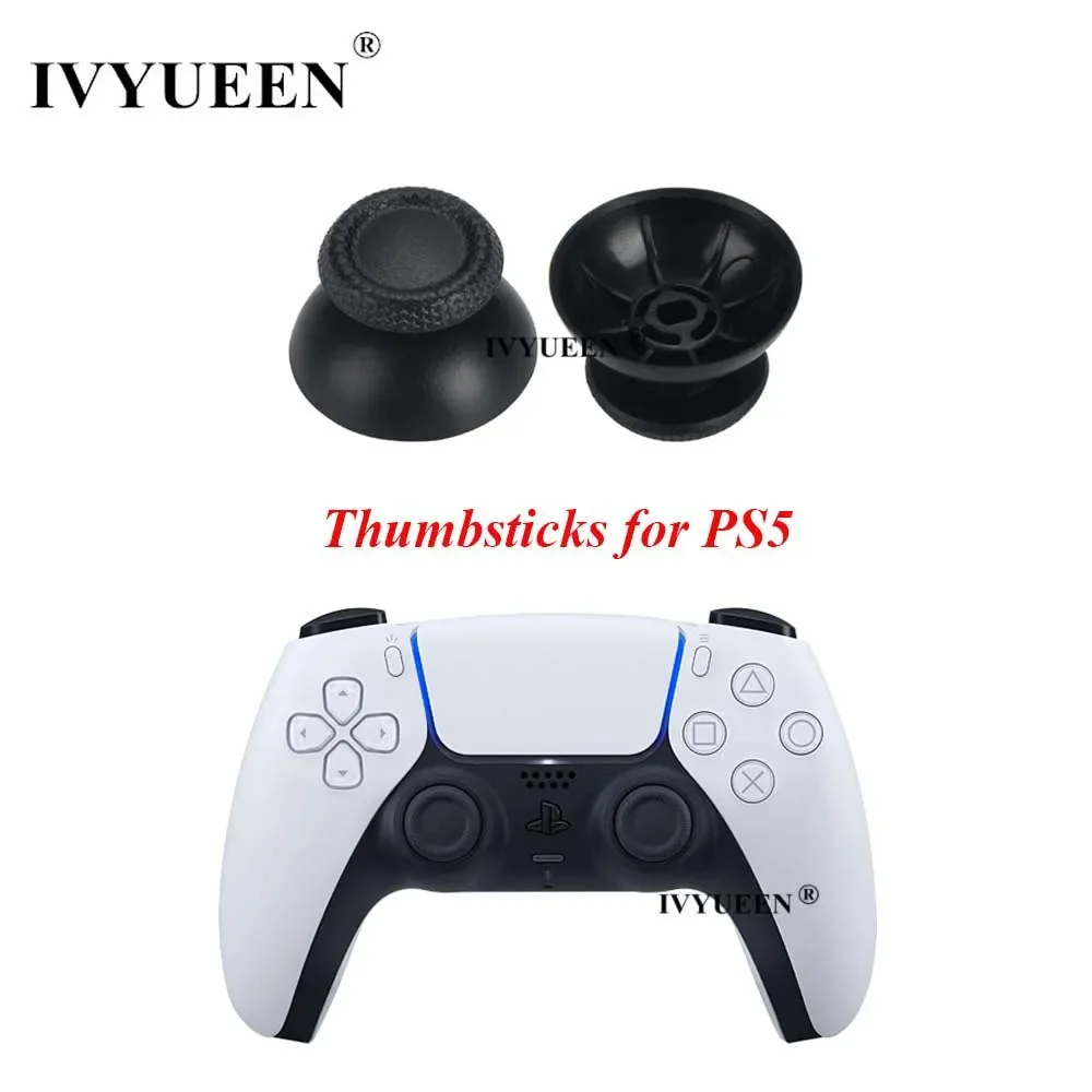 IVYUEEN 6 PCS สีดำ3D จอยสติ๊ก Caps สำหรับ Sony PlayStation 5 PS5 DualSense Controller Thumbstick Analog Thumb Sticks Grip