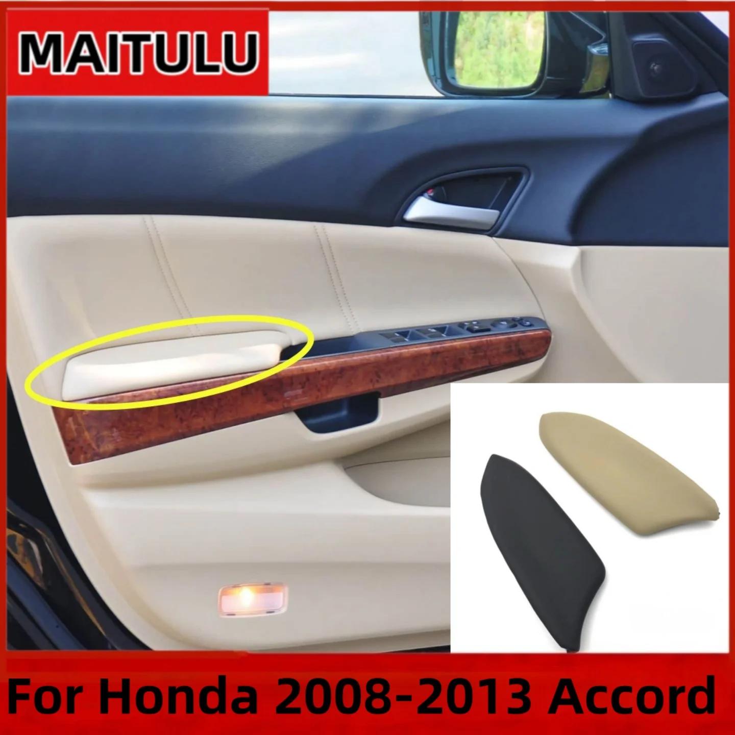 

For Honda 2008-2013 8th generation Accord CROSSTOUR Door Inner Armrest Outer Skin Genuine Leather Door Panel Accessories