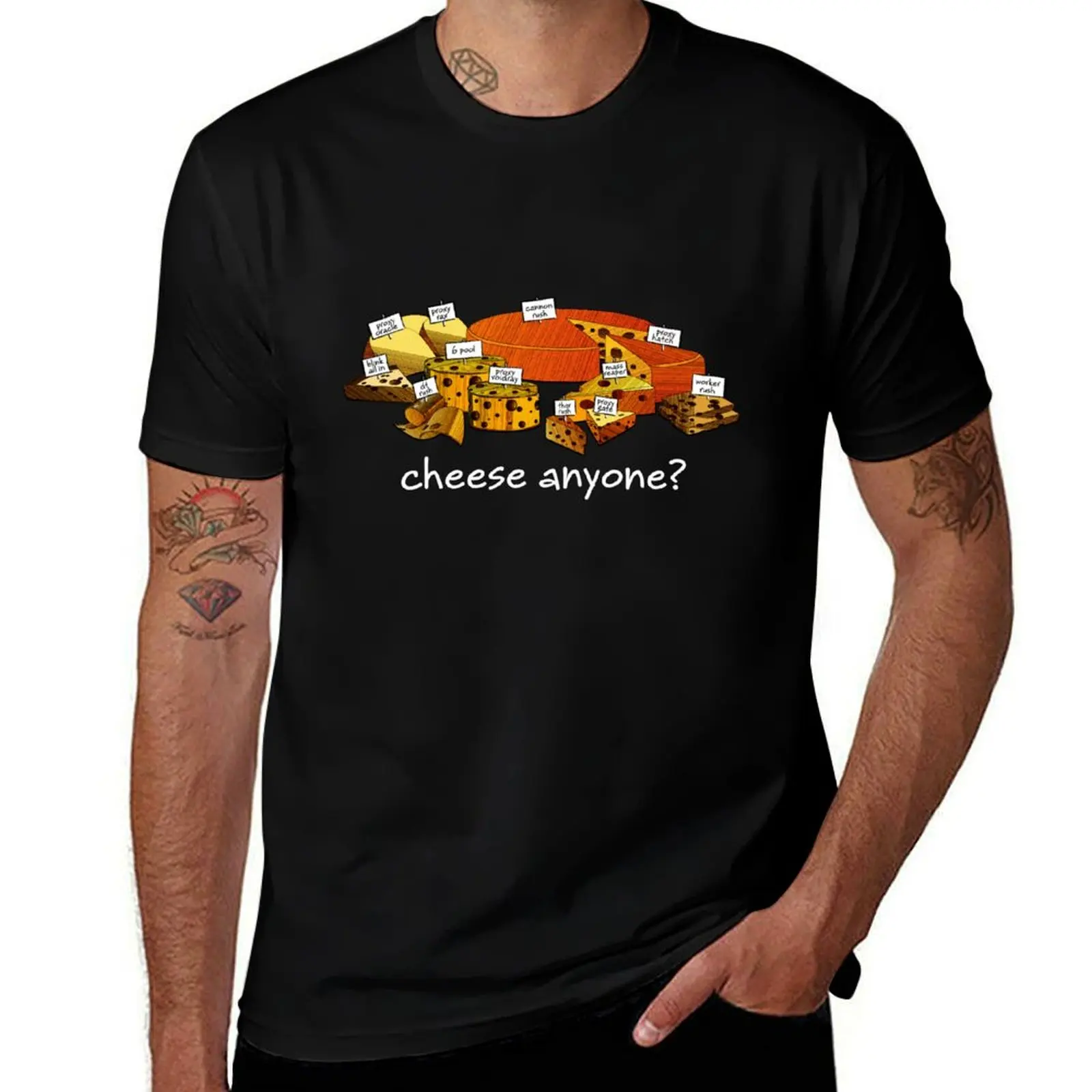 

Cheese anyone white T-Shirt essential t shirt t shirt man cotton T-Shirt