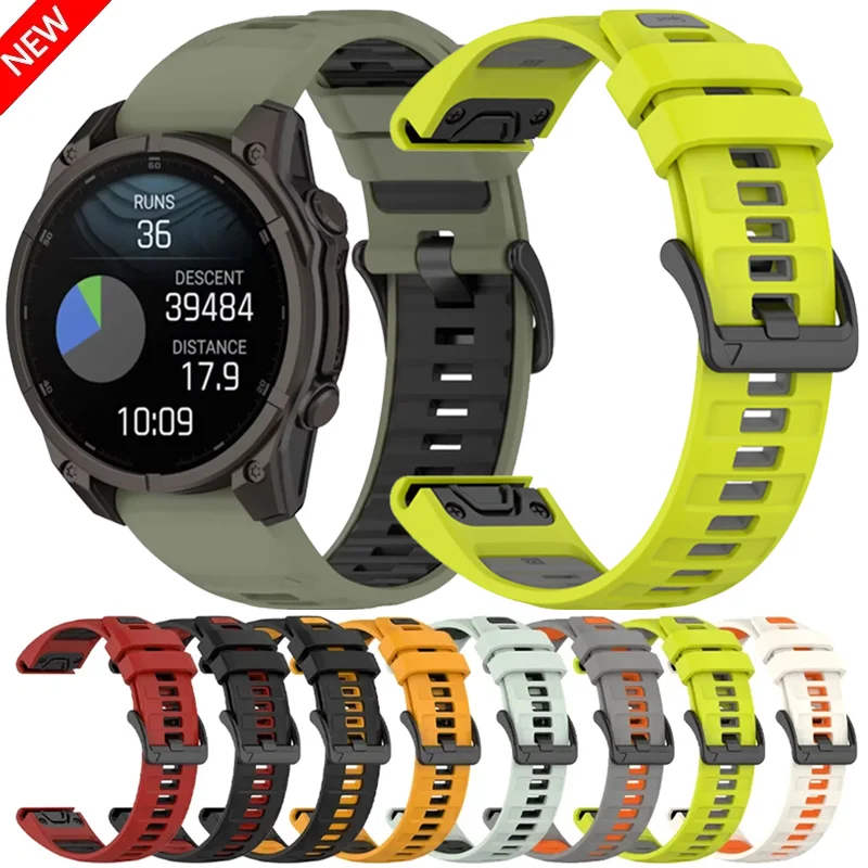 26/22/20 mm offizielles Quick-Fit-Silikonarmband für Garmin Fenix 8/Tactix 8/Quatix 8 Sportarmband Garmin Instinct 3 Forerunner 970