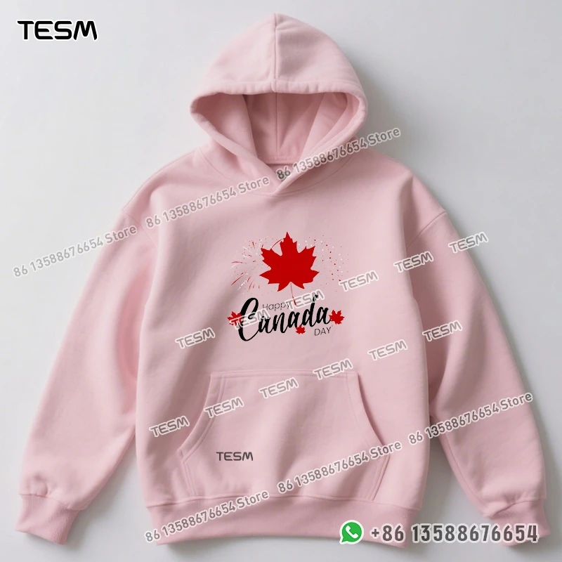 TESM Men Women Hoodie Canada Day Maple Leaf Print Trendy Sweatshirt Parent-child Sports Top Party Pullover Long - Sleeves