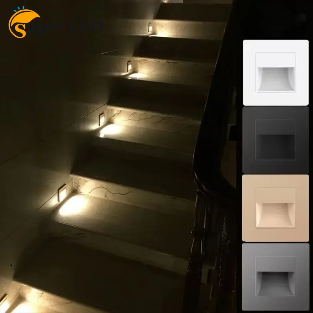 

LED Wall Light Recessed Lamp for Stair Staircase Step Indoor Nightlight Stairway Corridor Foyer Kitchen Bedroom Bedside