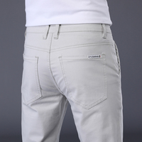 Summer Thin Men's Casual Pants Cotton 7 Colors Classic Style Elastic Straight Slim Fit Business Fashion Long Trousers Male