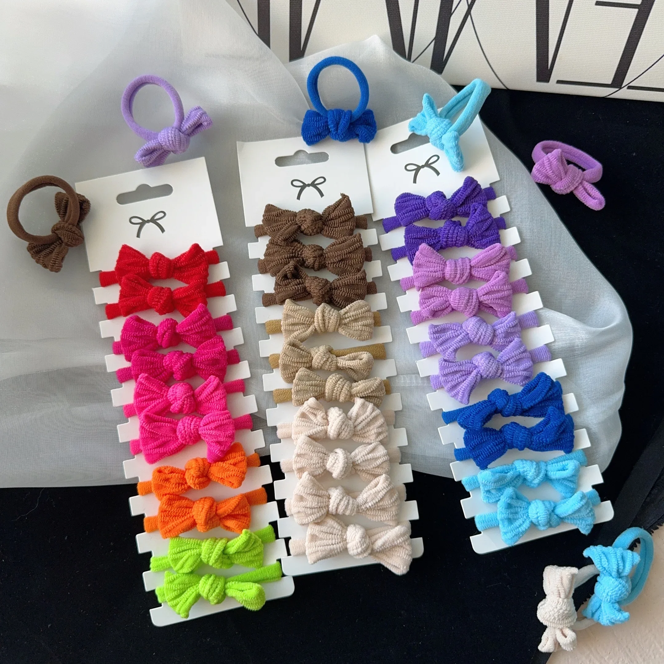 

10pcs Cute Girls Nylon Bow Hair Ties Candy Elastic Bow Hair Bands Pigtails Rope Rubber Hair Gum Scrunchies Accessories