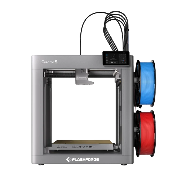 Flash forge Creator 5 Open Frame 3 D Pri nter 4 Toolheads Multi-Color, Multi-Material, 500% Faster, Zero Purge Waste FDM Printer