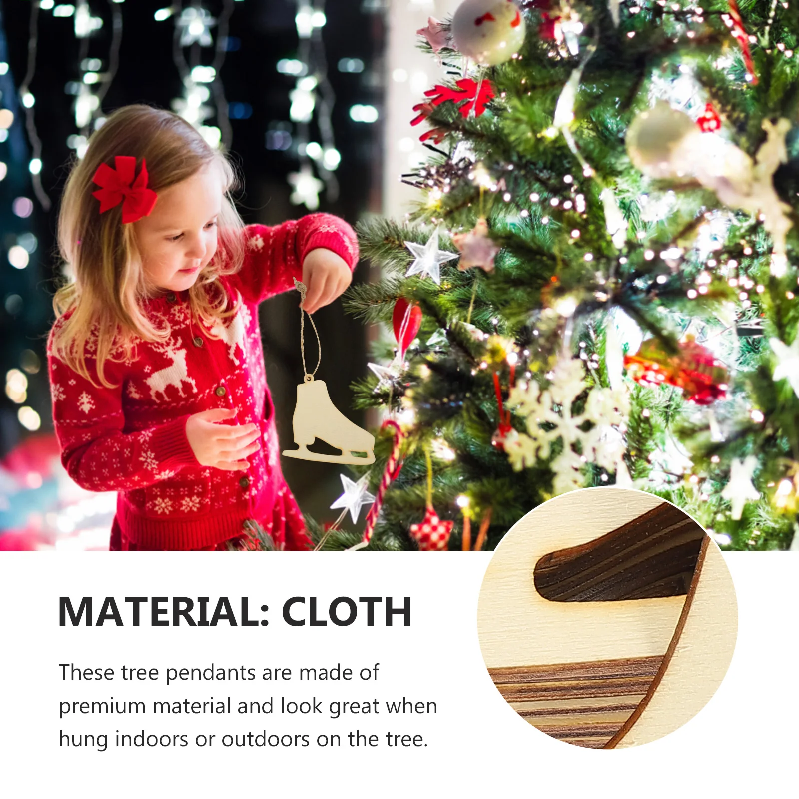 

40 set 40 Sets Wooden Skates Ornaments Christmas Diy Hanging Pendants For Kids Festival Crafts Party Supplies Xmas Decorations