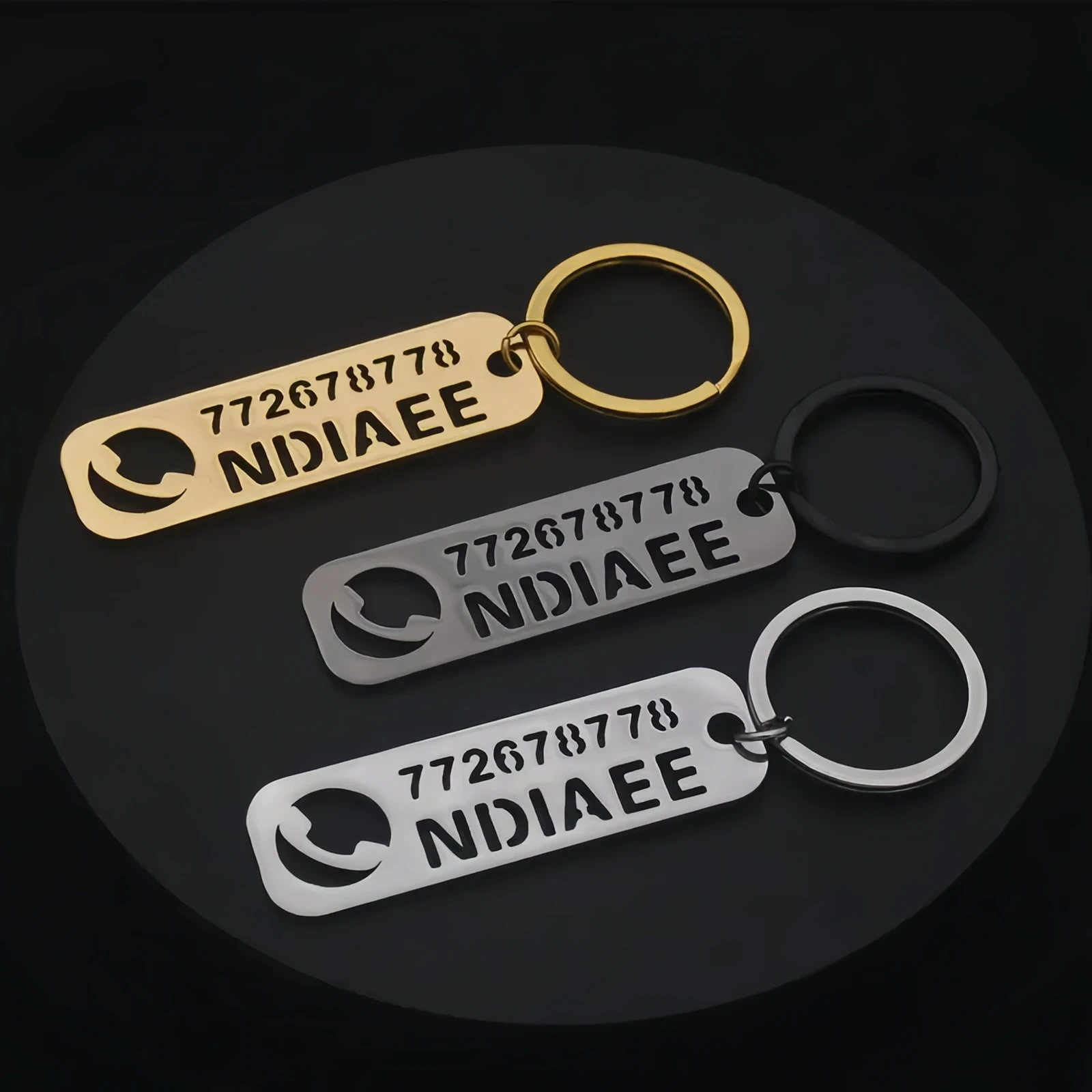 Customized Logo Name Number Plate Keychain Stainless Pteel Private Customized Jewelry Key Anti-lost Pendant Gift For Man Women