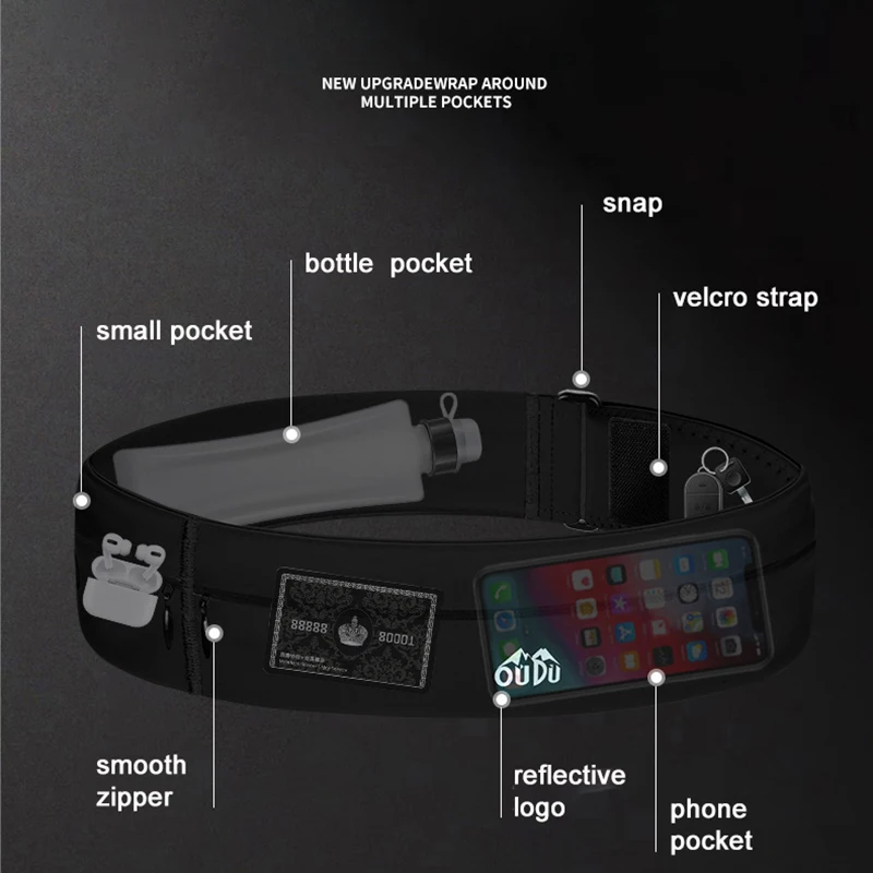 Running Belt Waist Bag with Water Bottle Women Sports Fanny Pack Men Phone Pouch Jogging Gym Bags Hydration Run Accessories - Image 4