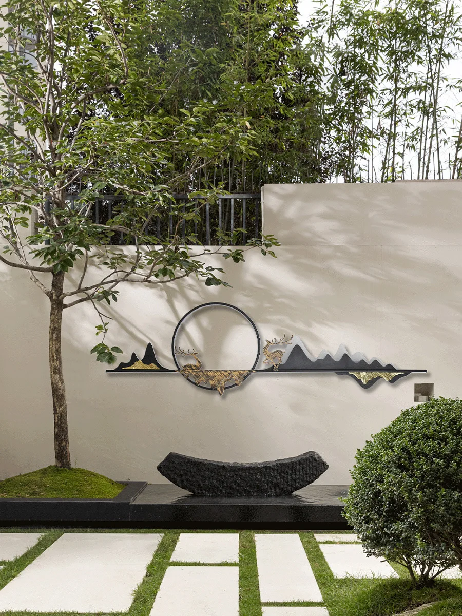 النمط الصيني الجديد، مصباح حائط، فيلا، فناء، حلقة، ستانلس ستيل #4