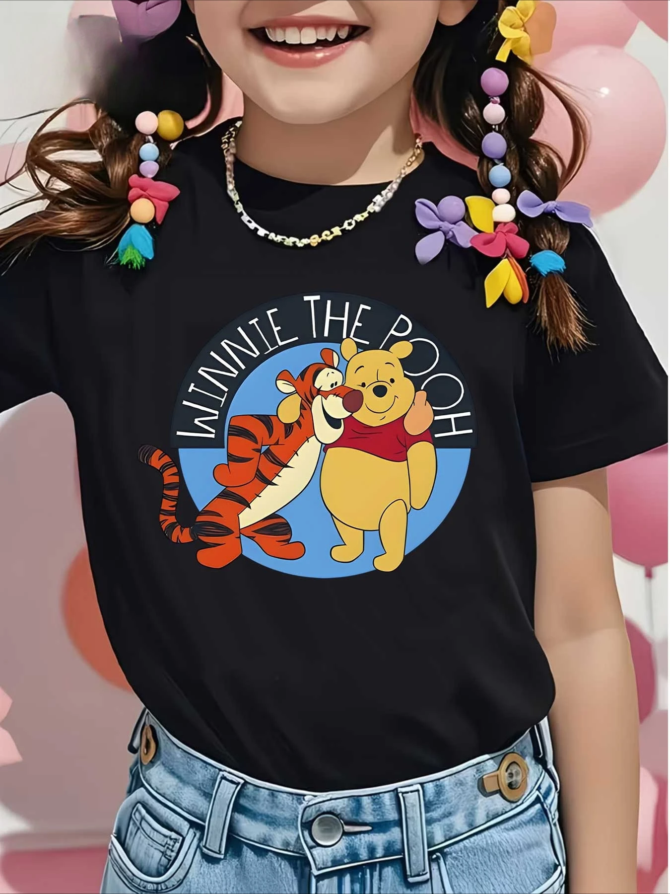 2026 new Summer Children's Parent-Child Winnie The Pooh Multi-Color Printed Cotton Sports Casual Comfortable T-Shirt