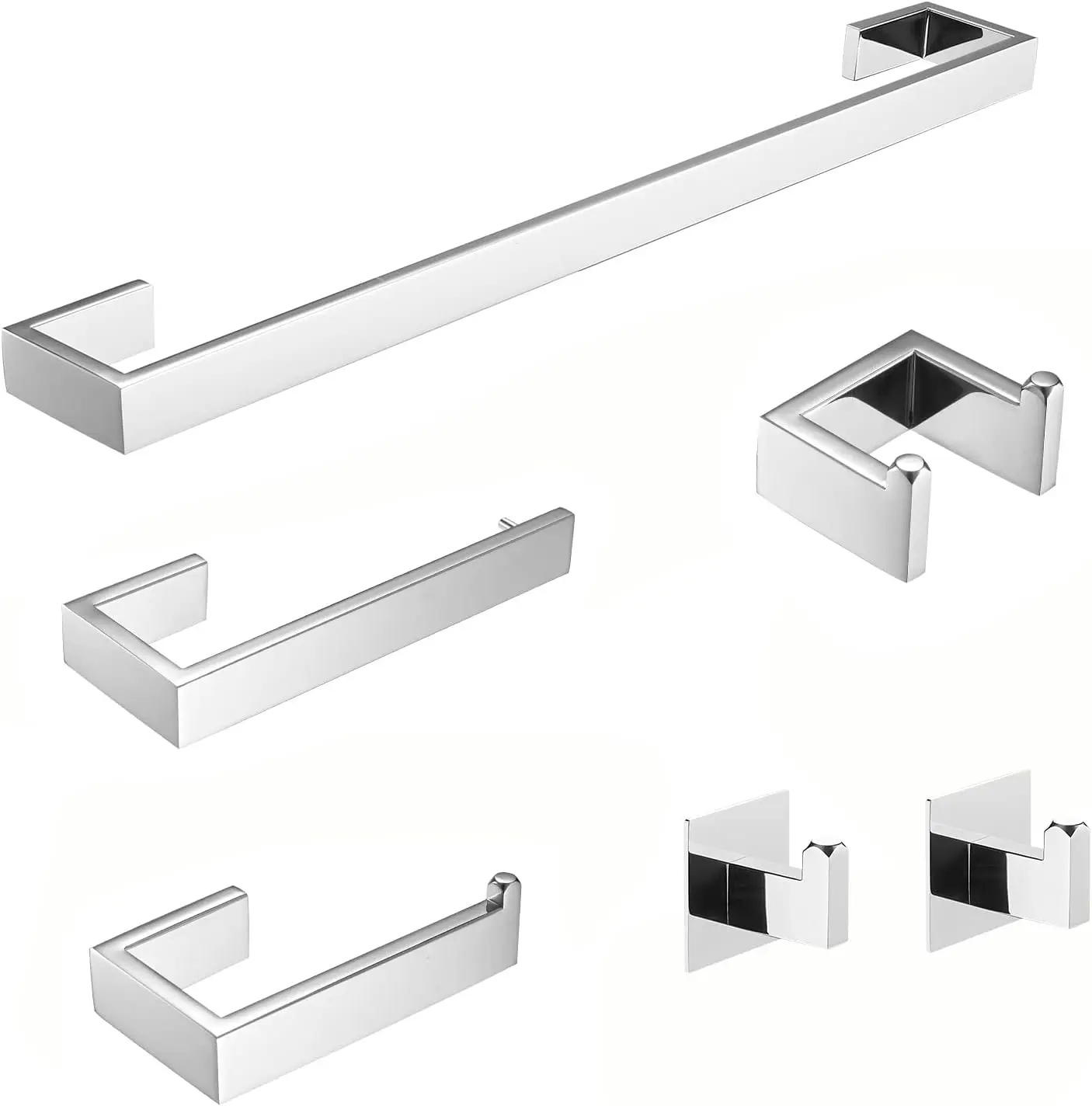 

23.6-Inch 6 Piece Bathroom Hardware Accessories Set Stainless Steel Wall Mounted Chrome Include Towel Bar,Hand Towel Hol