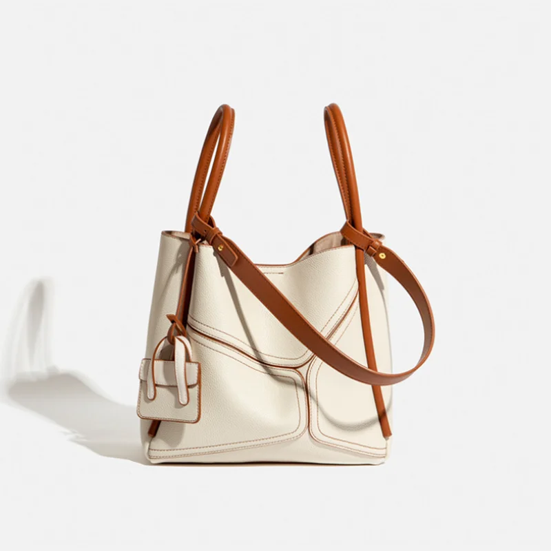 

2025 Retro Luxury Geometry Splicing Design Bucket Handbags Women New Brand Versatile Texture 2Pcs/Set Shoulder Bag Underarm Bag