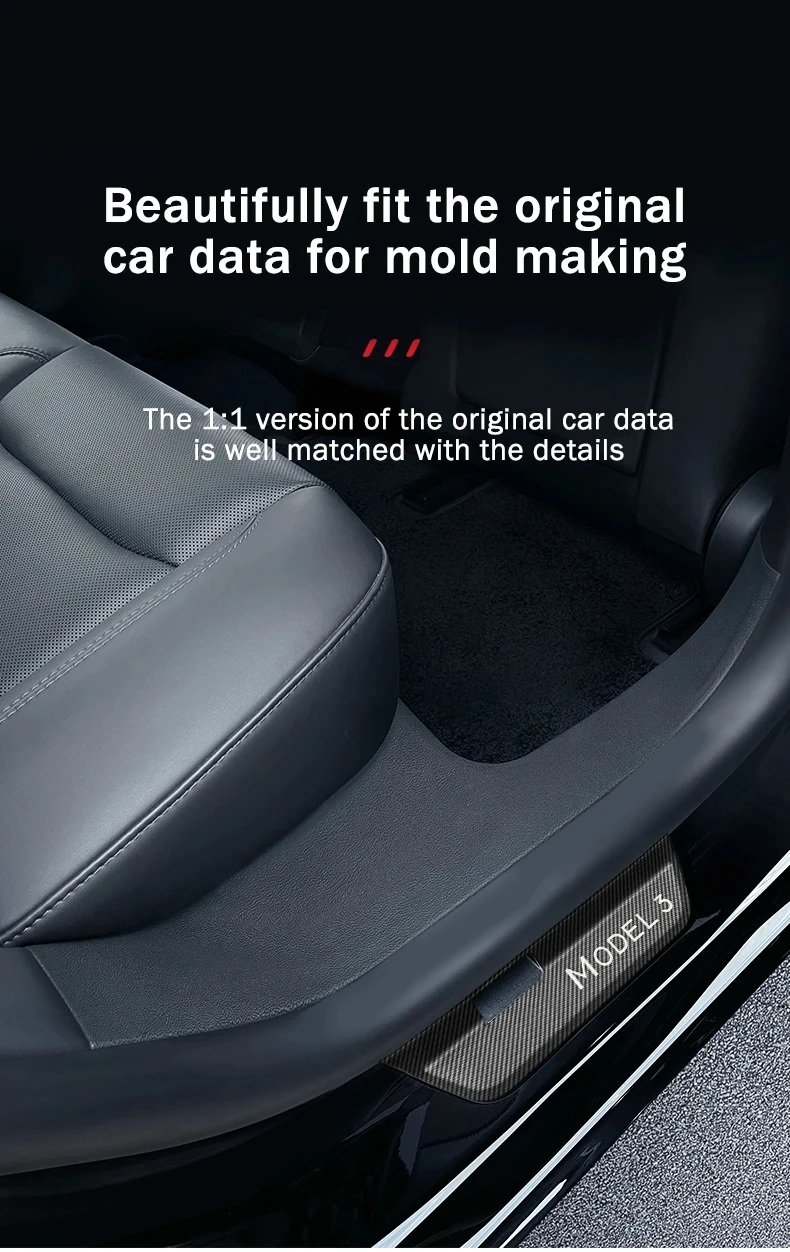 Für Tesla Modell 3 Highland Vorne Hinten Einstiegsleisten Wrap Abdeckung Anti Scratch Edelstahl Tür Sill Streifen Platte Auto Zubehör – Detail 5