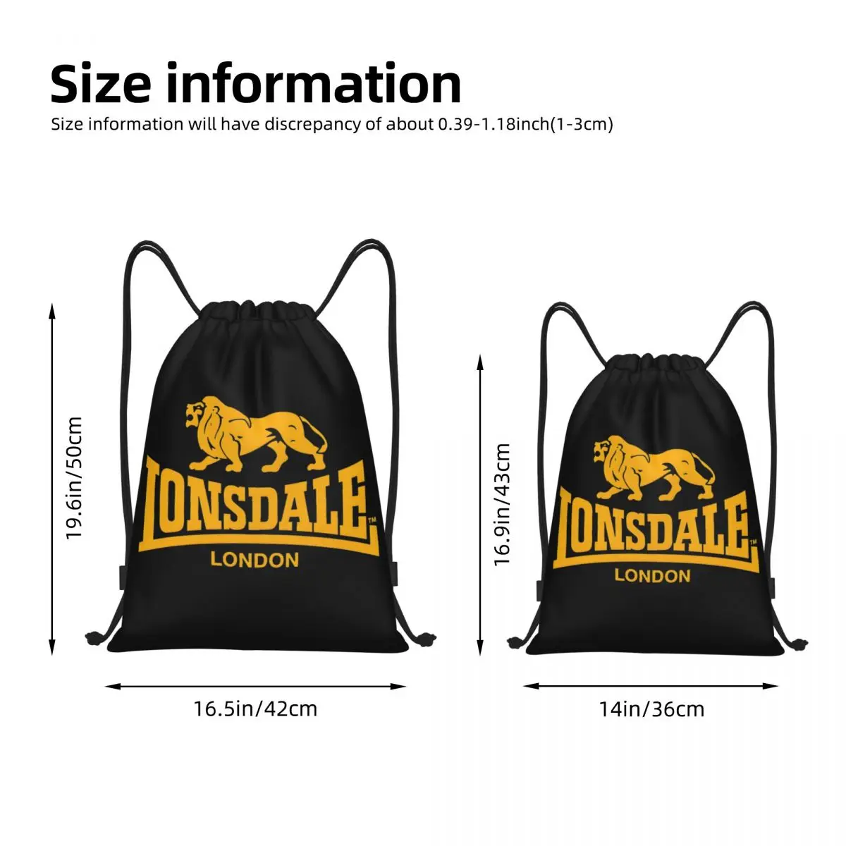 Lonsdales Mochila deportiva Dragon And Lion con cordón, bolsa de cuerda para hacer ejercicio, Sackpack deportivo para gimnasio