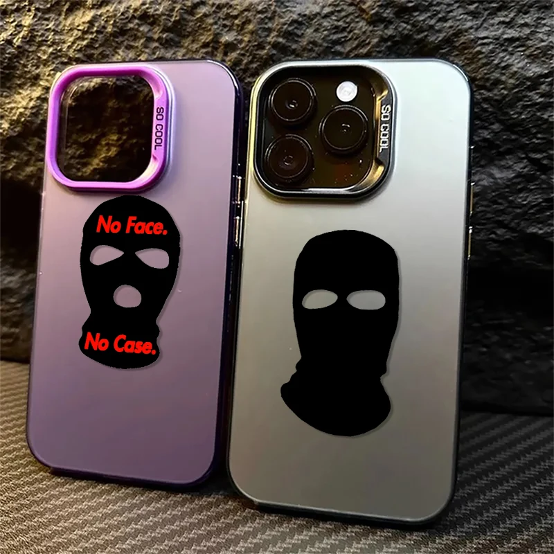 Mask Terrorist Cool For iPhone 15 14 13 12 11 Pro Max XS Max X XR 7 8 Plus 6S 5S Fashion Colorful Silver Phone Case