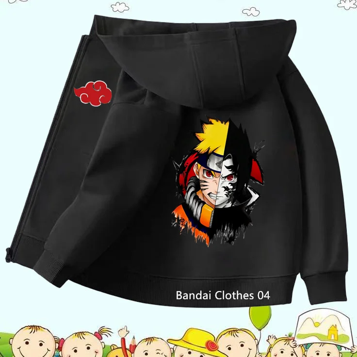 

Kids Anime Narutos Zipper Hoodie Boys Clothes Autumn Long-sleeved Kakashi Sasuke Hooded Cartoon Print Sweatshirt Casual Tops