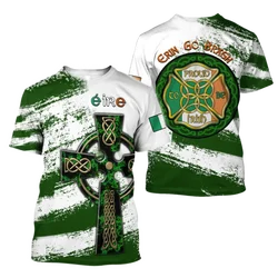 2023 Summer New Printed Irish Celtic Men's and Women's T-shirt, Custom Name Short Sleeve Unisex Shirt, Harajuku Large Casual Sty