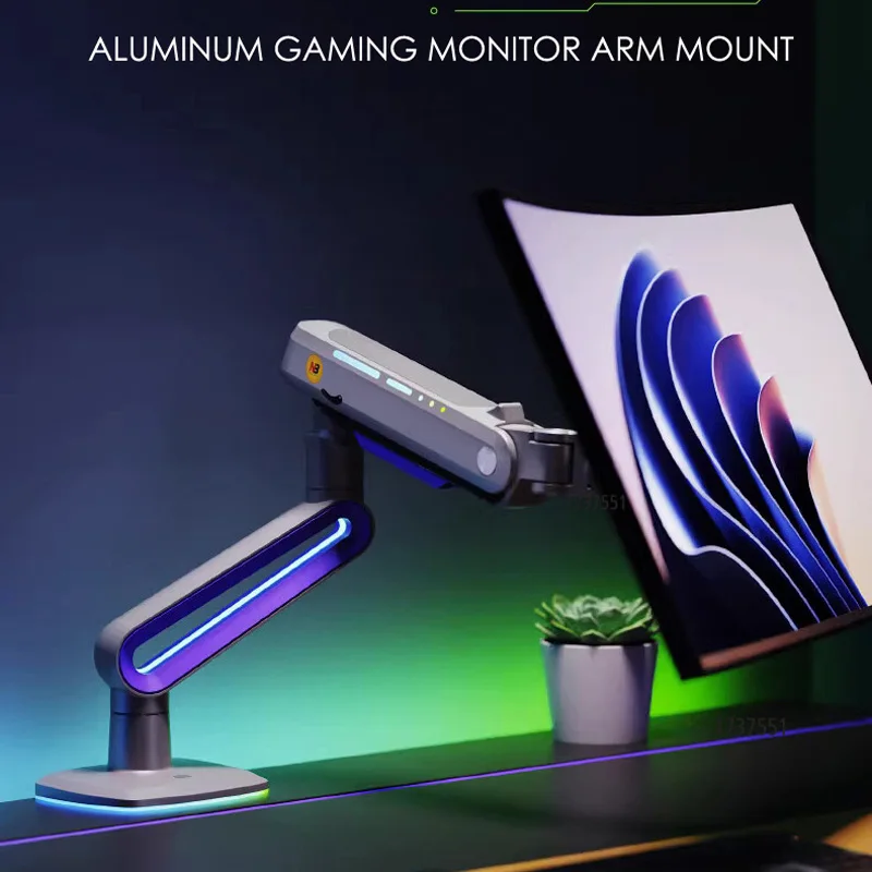 NB G70 L60 F6 E6 32-60 Inch Curved Arc Screen Desktop Gaming Monitor ARM Holder 2-20kgs Ultra Wide Monitor Mount with RGB Light