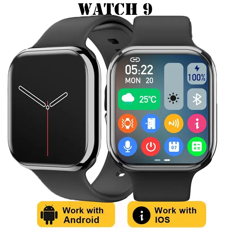 NEW Smart Watch 9 NFC BT Call Heart Rate Sport Fitness Waterproof Amoled Screen Wireless Charging 450Mah Men Women For IWO Watch