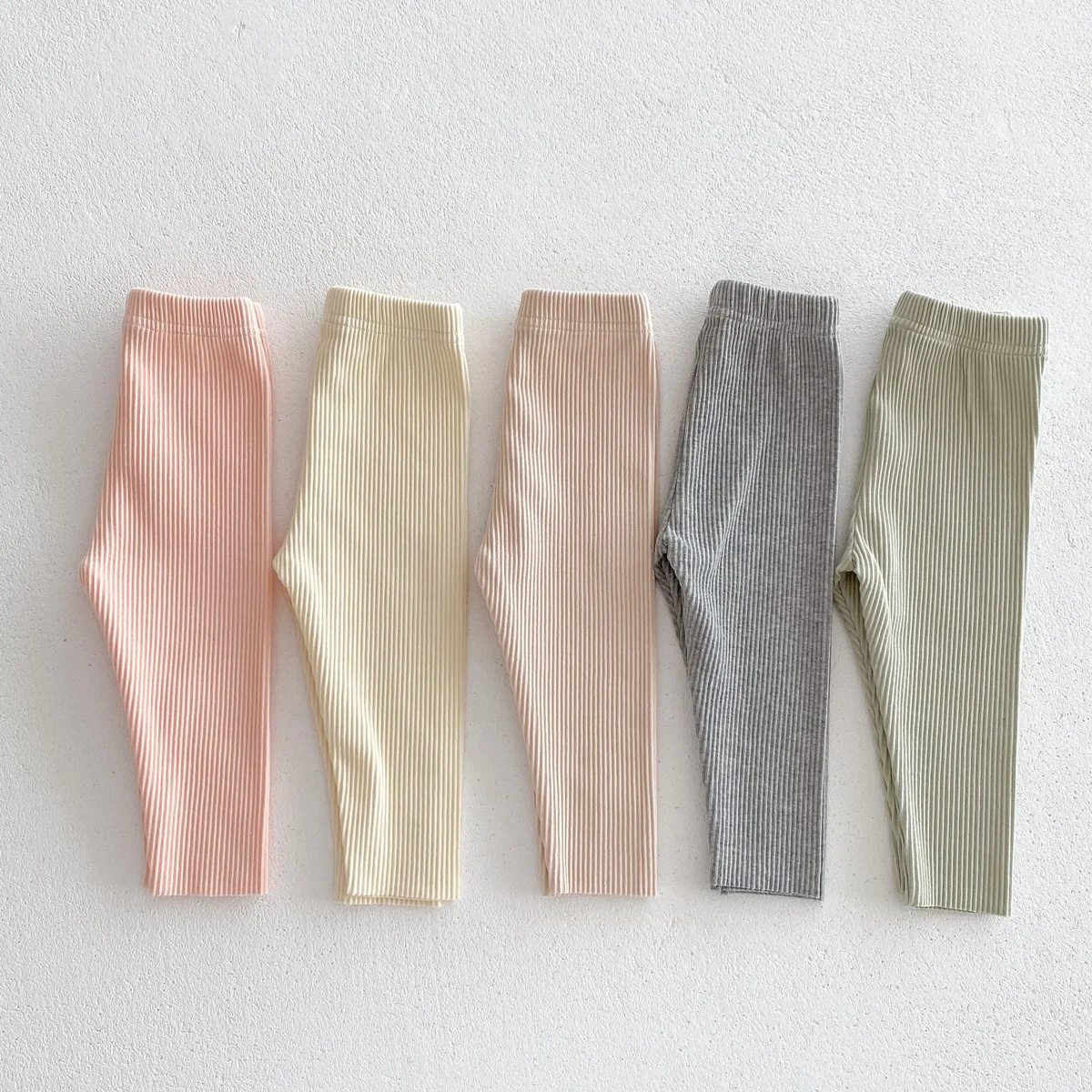 Ins 2024 Korean Autumn Baby Girls Pants Cotton Ribbed Versatile Infant Girls Leggings Tight Skinny Bottoming Newborn Girl Pants