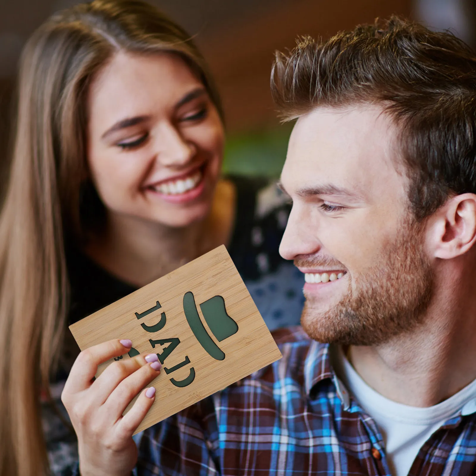 

Wooden Father's Day Card Premium Thick Sturdy Wood Greeting Card for Dad with Blank Space to Write Personal Blessings Fathers