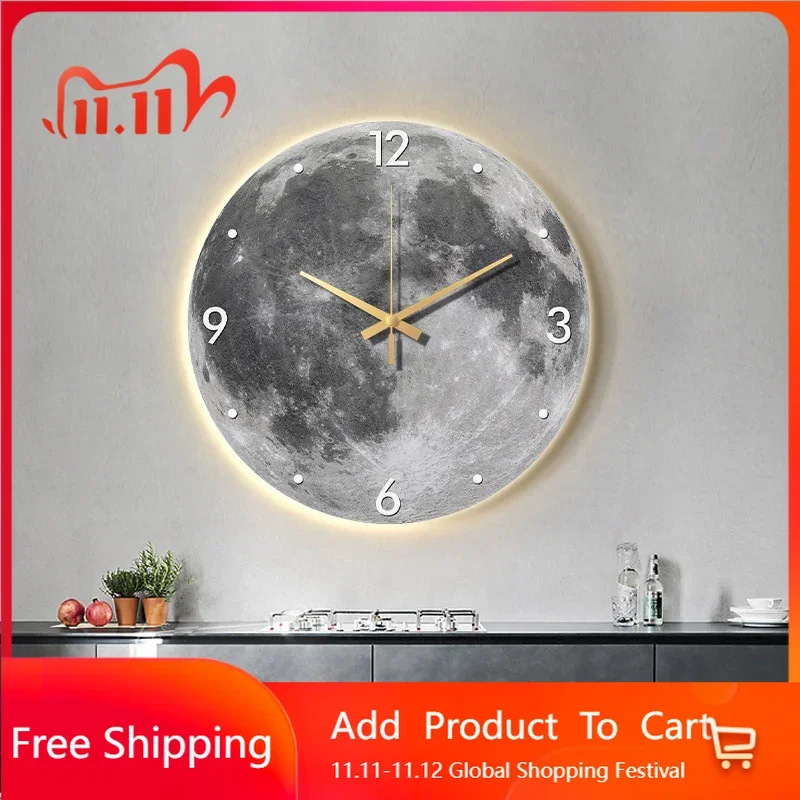 

European Mural Wall Clocks Digital Luxury Nordic Salon Minimalist Round Restaurant Wall Watch Modern Restaurant Reloj Home Decor