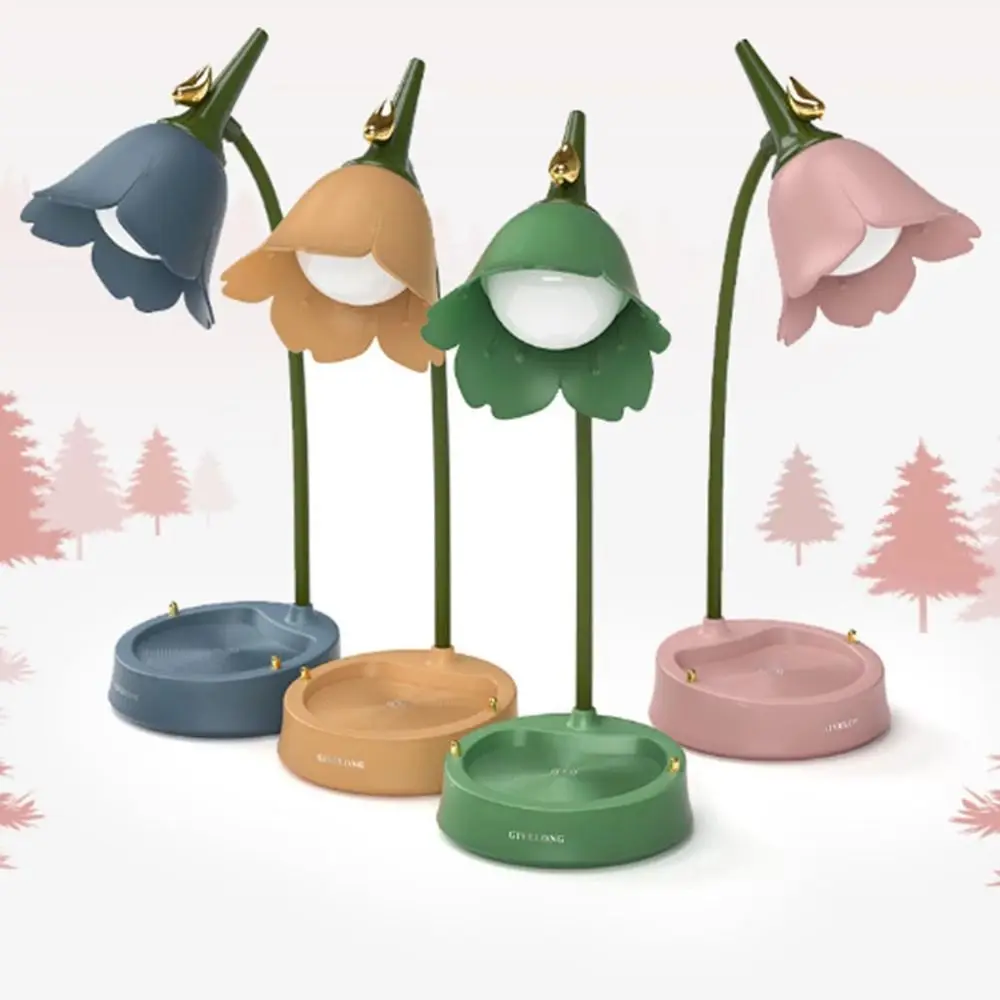 

Регулируемая настольная лампа в форме цветка с сенсорным управлением, перезаряжаемая, 3 режима освещения, винтажная прикроватная лампа для чтения