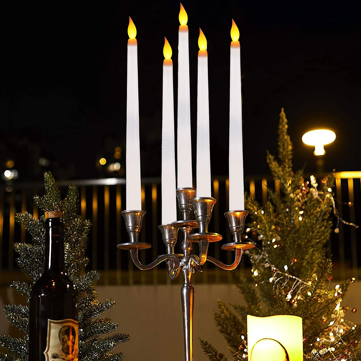 4pcs Electronic C les Flameless Operated White Wax Free Dripless C Lamp Scentless Indoor Outdoor Decor