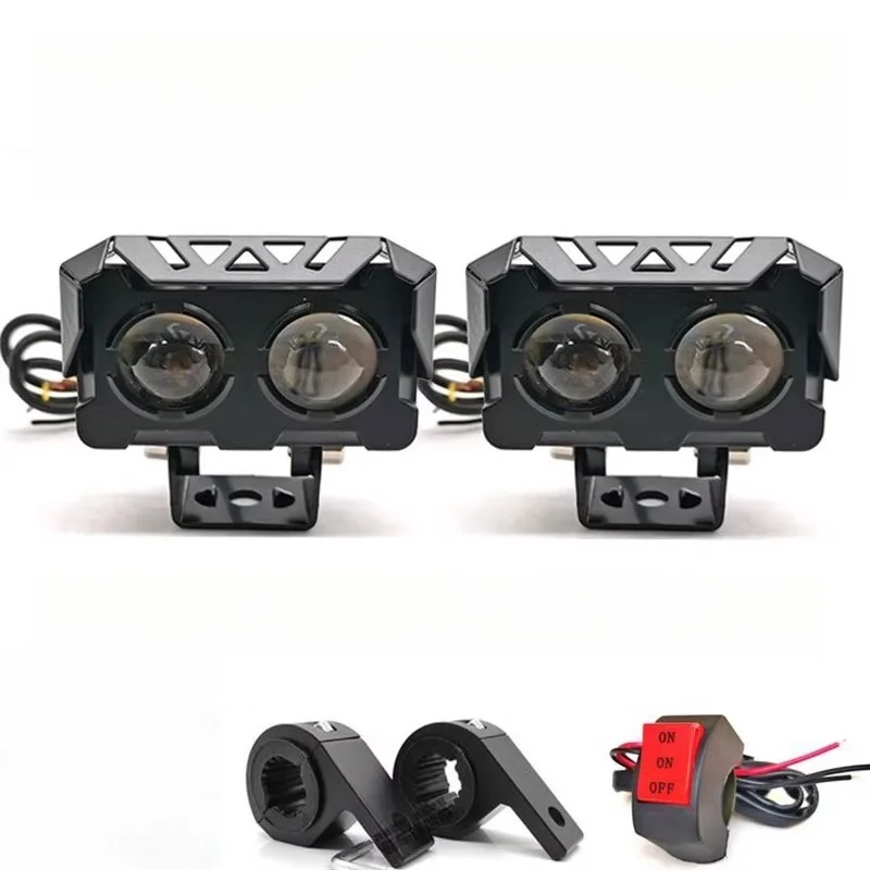 

Electric Vehicle Motorcycle Modified External LED Headlight Super Bright Far Integrated Yellow White Dual Strobe Front Fog Light