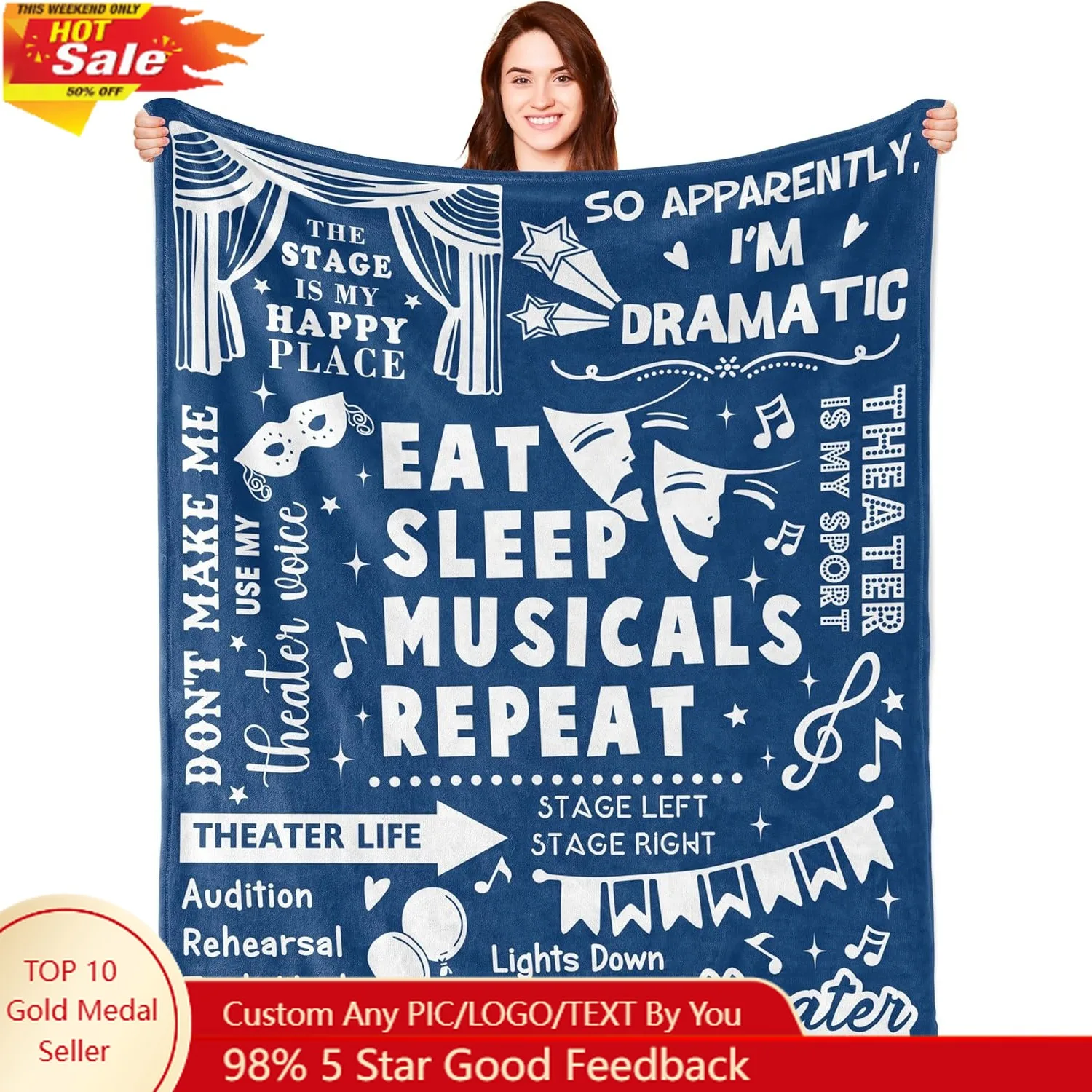

Theater Gifts Theatre Gifts Blanket Musical Theater Gifts Gifts for Theatre Lovers Gifts heatre Actors Theatre Custom blankets