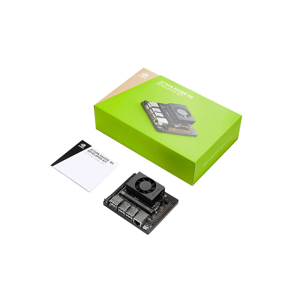 مجموعة أدوات تطوير NVIDIA Jetson Xavier NX، كمبيوتر فائق صغير AI لحوسبة الحواف، مع مروحة تبريد وإمدادات طاقة