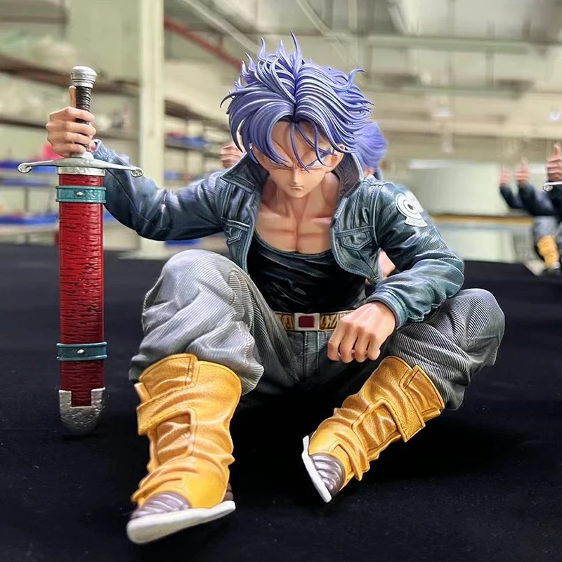 GK Dragon Ball Trunks Action Figure Statue 16cm PVC Ornaments Anime Super Saiyan Sitting Position Torankusu Figurine Model Toys