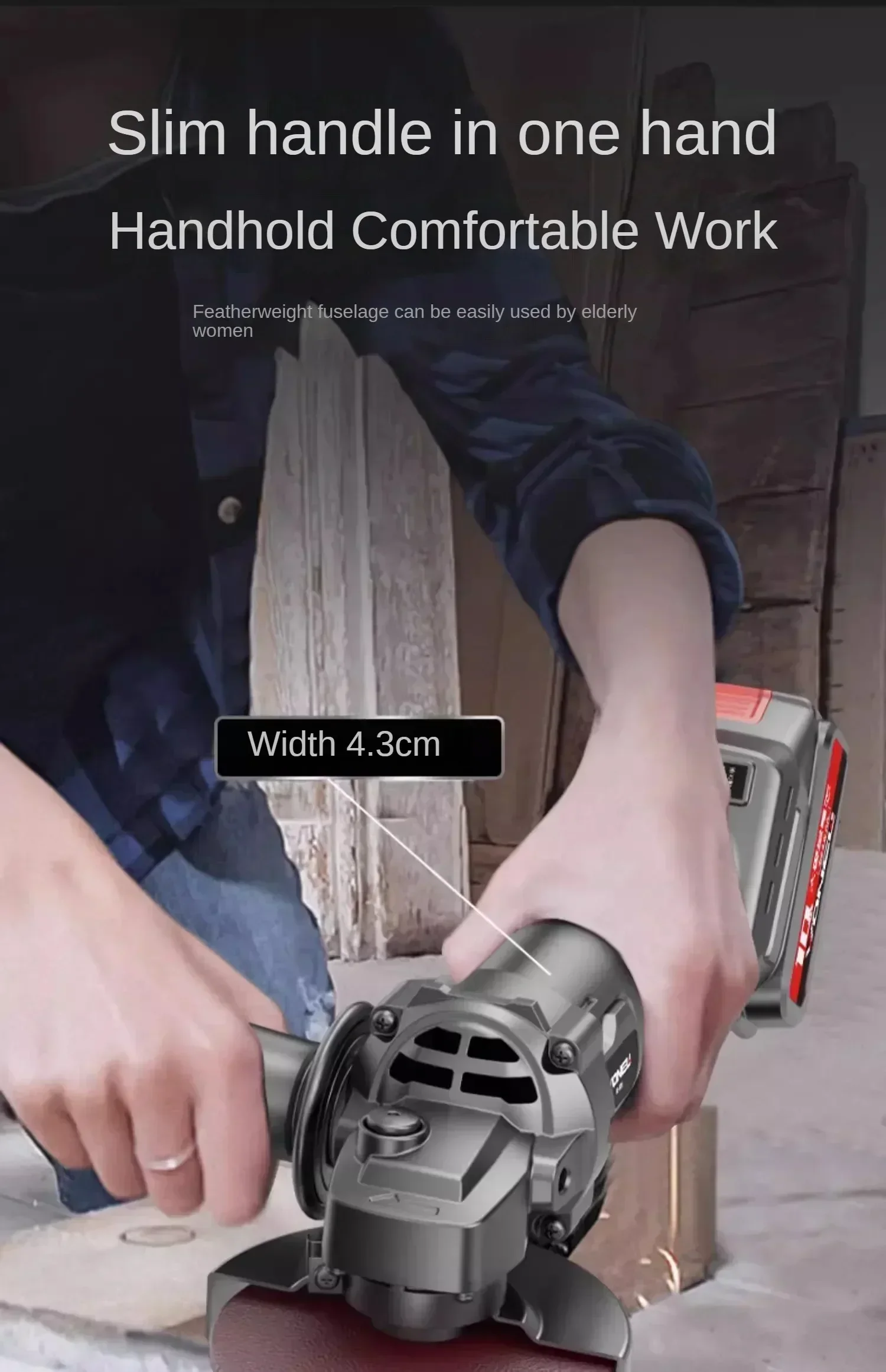 Professional Rechargeable Brushless Lithium-ion Angle Grinder with High Power